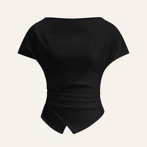 Asymmetric Hem Ruched T-Shirt Commense M (7) CC20